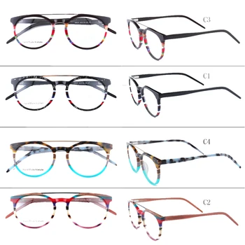 Ženske Letnik Krog Eyeglass Okvirjev Moških Multicolor Modni Očala okvirji Dvojno most Očala Rx očala očala okvirji