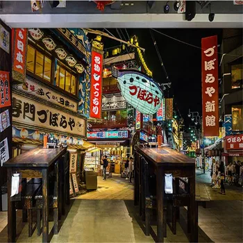 Osaka, japonska Street View 3D Photo Ozadja Japonski Stil Kuhinje Izakaya Suši Restavraciji Retro Industrijske Dekor Stene Papirja 3D