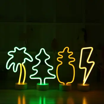 Moda LED Neon Znak Svetlobe Počitnice Stranka Romantično Poročno Dekoracijo Otroci Soba Doma Dekor Luna Srce Mavrica Novost Nočna Lučka