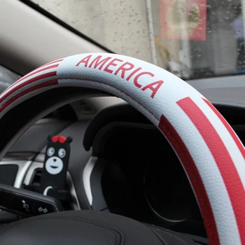 Ameriški NAS Zastava Avto Volan Pokrivanje Mikrovlaken Usnjeni Volan Zajema Auto Kolesa Primerih Univerzalna Velikost M 38 CM 15 cm