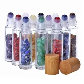 10pcs Steklenice Bambusa Pokrovi Stekla Prenosni 10 ml Vžigalnike dragih kamnov, Eterično Olje Vzorec Steklenice, Posodo