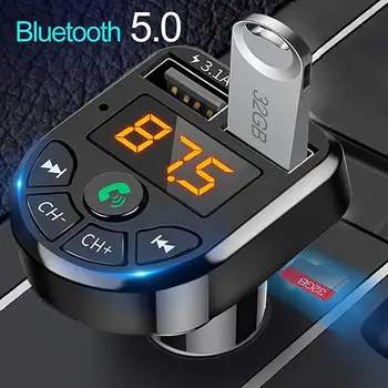 Dvojna Vrata USB 5V Bluetooth 5.0 Dvojna Vrata USB MP3 FM Predvajalnik Glasbe Avto Auto Telefon Polnilnik Adpater MP3 Predvajalnik Handfree Kliče