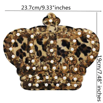 10pieces Beaded Sequins Krono Obliži Leopard Tkanine Aplicirano Sew na Značke za Oblačila DIY Klobuk Vrečko Šivalni Pribor TH1324