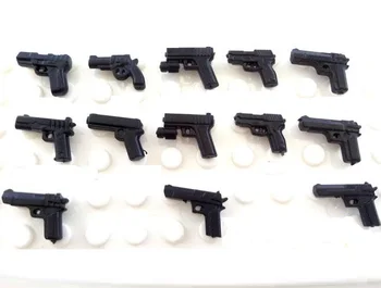 13PCS/NASTAVITE Pištolo Vojske, Orožje, pištolo Brinquedos Playmobil Mestu Vojaške Policije Številke Stavbe Blok Opeke Prvotni Model Mini Igrače