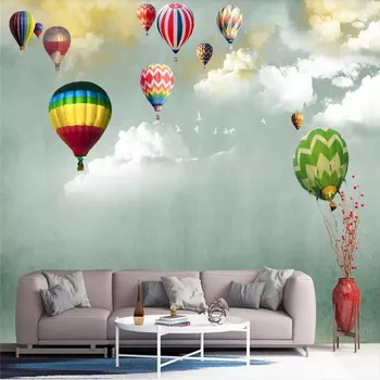 3D ozadje, lepo nebo, beli oblaki vodikov balon v ozadju stene strokovno pripravo zidana fotografijo za ozadje