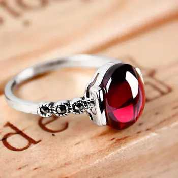 JIASHUNTAI 4 barve poročni prstani Starana rdeča srebrna 925 obroči za ženske Retro Naravnega kamna srebrni Prstan iz ženski nakit darila