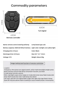Kolo Svetlobe Remote Turn Signal Izposoja Rep Luč za Kolo USB Polnilne Zadnje Luči Izposoja LED Varnost Opozorilo Kolo Lučka