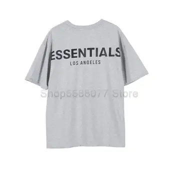 Moški T-shirt Meglo Essentials Reflektivni Pismo Los Angeles Majica s kratkimi rokavi Ženske Svoboden Ulične Tees Priložnostne Hip Hop Oversize Tshirts