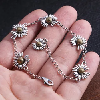 Novo S925 čistega srebra daisy ženske chrysanthemum zapestnica modni nakit priljubljena ustvarjalna ženska zapestnica