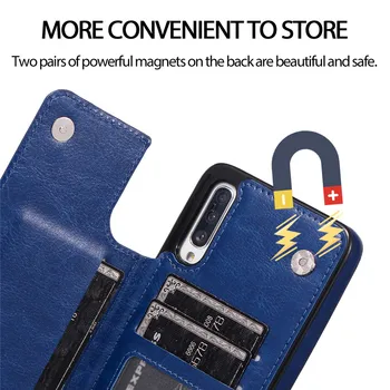 PU premije Usnjena torbica za Samsung Galaxy S10 S20 S8 S9 Plus Ultra S10e S7 Rob Opomba 10 Pro Reže za Kartice, Magnetne Shockproof Primeru
