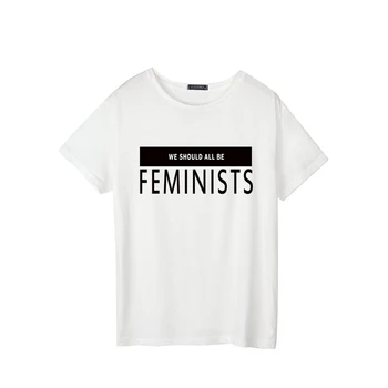 Ženske Kawaii Harajuku Kratek Rokav Natisniti Pismo Femme Tshirt Ženske Modni Priložnostne Bi morali Biti Vsi Feminists črko T-shirt Tee