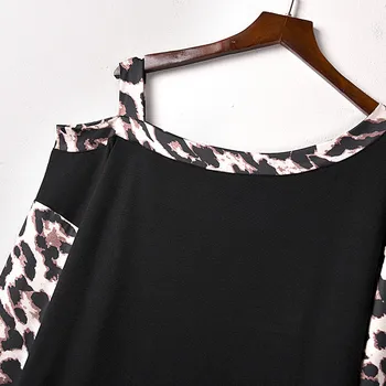 Leopard Natisniti Moda Bluzo Majica Svoboden Hladno Ramo Vrhovi Priložnostne Jeseni, Pozimi Ženske Ženske Ženske Dolg Rokav Blusas Puloverju