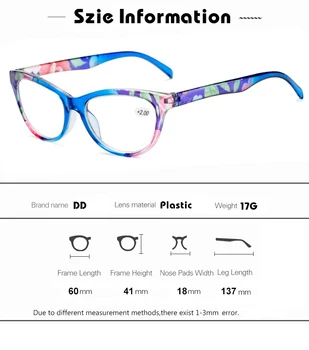 Moda Letnik Cvetlični Očala Okvirji Ženske Mačka oči Obravnavi Očala Ženske Presbyopia Očala na Recept Varstvo