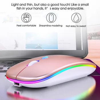 RGB Brezžični Navpično Ergonomska Miške za Polnjenje USB LED Tiho 2.4 G Optičnih Iger na srečo Mause Za Macbook RAČUNALNIK Prenosni Računalnik