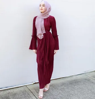 WEPBEL Žensk Priložnostne Barva Naguban Plašč Muslimanskih Moda Dolg Rokav O-Vratu Slim Fit Čipke Obleko Arabski