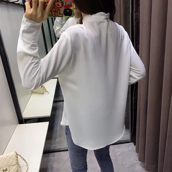 Suho jesen bluzo ženske anglija slog urad dama svoboden ruffles elegantno belo priložnostne blusas mujer de moda 2020 majica vrhovi