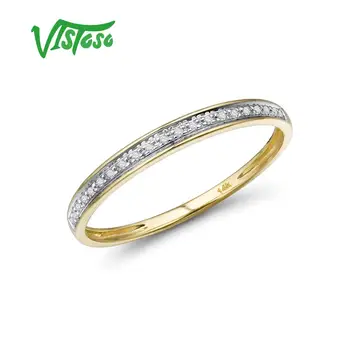 VISTOSO Resnično 14K Bela/Rumena/Rose Zlata prstana Za Lady Bleščeč Diamant Udejstvovanje Obletnico Preprost Stil Večno Fine Nakit