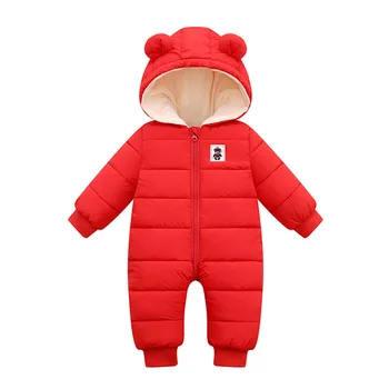 (0-18 M) Otrok, ki je dolgo sleeved risanka debele navzdol hooded toplo bombažno jakno hooded suknjič debel sneg jumpsuit plašč F4*