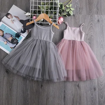 2020 Novih Otroške Obleke za Dekleta Poletnih Oblačil Cvet Appliqued Obleko brez Rokavov Sundress Otroci Baby Princesa Očesa Tutu Obleke
