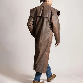 WEPBEL Kavboj Usnje delovna halja Plašč Vintage Stil Pozimi Frockcoat Poln Rokav Retro Inverness Greatcoat Steampunk Jahanje Jakna