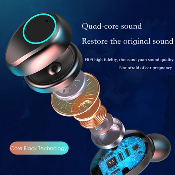 2020 Nove Bluetooth Slušalke Brezžične Slušalke LED Zaslon Polnjenje Box 2200mAh TWS Šport Vodotesne Slušalke Slušalke Čepkov