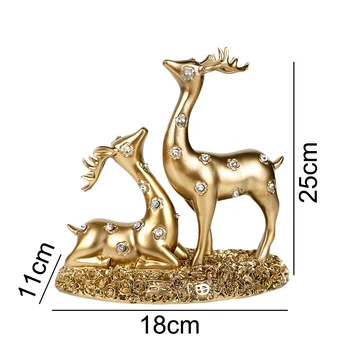 Sodobno Smolo Zlato Elk Figur Kiparstvo Ročno Izdelane Umetnostne Obrti, Domači Pisarni Namizni Okras Za Mizo Dekoracijo