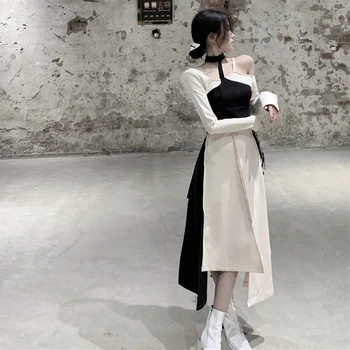 Pomladni Mozaik Obleka Ženske Elegantne Oblikovalec Stranka Midi Obleka Ženske High Street Harujuku korejski enodelno Obleko Ženske 2021 Nova