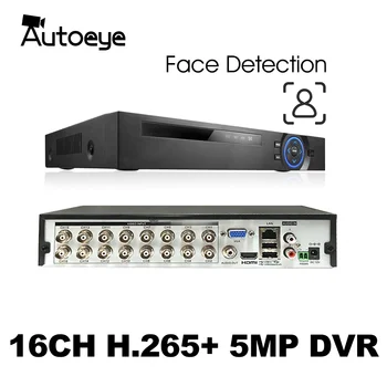 Autoeye 6in1 H. 265+ 16/8ch Zaznavanje Obraza AHD DVR za AHD TVI CVI 5MP 4MP 1080P Kamere CCTV Diktafon NVR IP KAMERO Xmeye Onvif