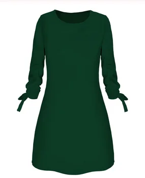 SAGACE Vroče Prodaje Pozimi Obleko za Ženske Modni O-vratu Trdna Lok Naravnost Elegantna Obleka Pomlad Svoboden Mini Obleke Stranka Obleko