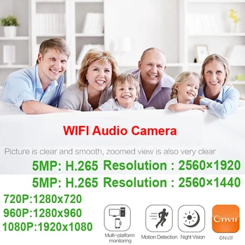 HD 5MP Wifi IP Kamera ONVIF 1080P Brezžične Žični CCTV Kamera Bullet Zunanji Mikrofon za Zvok TF Card Slot P2P Onvif JIENUO