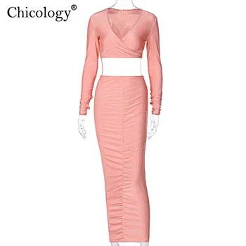 Chicology 2020 Luksuzni Stranka Prameni Delni Set Obreži Zgoraj Krilo Modni Klub Obleke, Ženske Pozimi Pade Oblačila Seksi Rojstni dan Gospa 2 pc