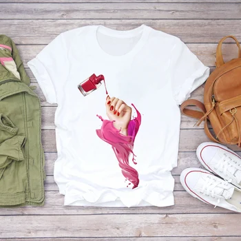 Ženske 2020 Poletje Noht 3D Nail Art Tiskanje Akvarel Dama, T-majice Top Majica s kratkimi rokavi Ženske Ženska Grafični Ženski Tee T-Shirt
