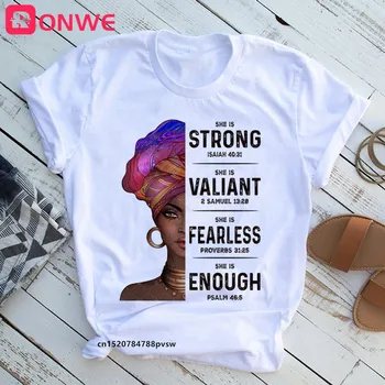 Črna Kraljica Ona Je Močna, Natisni T-shirt je Pogumen je Dovolj Ona je Pogumen Smešno 90. LETIH Tiskanja Vrhovi Tee,Spusti Ladje