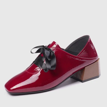 INS ženske čevlje Pravega Usnja 22-26 cm dolžina črpalke ženske čevlje Mehko gubam lakastega usnja ženski+čevlji Trakom čipke poročne