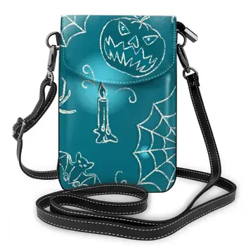 NOISYDESIGNS Meri Halloween Tiskanja Univerzalni Mobilni Telefon Pocket shoulder Bag Torbica, Denarnica Primeru Vratu Traku Modra Messenger Bag