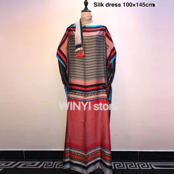 Winyi 2020 Modni Oblikovalec Obleko Maxi prost velikost Žensk Dolg Rokav Boho Barvit Cvet Tiskanja Priložnostne Dolgo Obleko