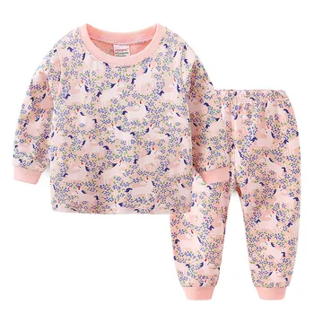 Skoki otroška Oblačila Določa Samorog Pižamo Dekleta Samorog Pižame Jesen Pomlad Bombaž Otroci oblačila Baby Girl obleke Domačo rabo