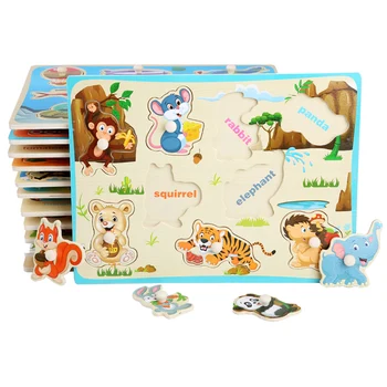 Otroška igrače, Lesene Sestavljanke/Roko Zgrabi Odbor Nabor Risanka Vozila/ Morskih Živali Izobraževalne Lesene Igrače Montessori Puzzle za otroke