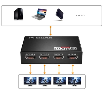 HDMI Splitter 1 v 4 Full HD 1080P Video, HDMI 1X4 Split Pretvornik za DVD, PS3 HDTV Adapter EU Plug