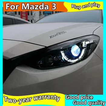 Avto Styling Glavo Svetilka ohišje za mazda Mazda3 3 Axela Žarometi 2016 LED Smerniki DRL Objektiv Dvojnim Snopom, H7, Bi-Xenon HID