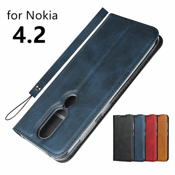 Premium Elektronske Usnje Ohišje za Nokia 4.2 Ultra-Tanek Pokrovček Primeru Magnetni adsorpcije Primeru + 1 Vrvica za opaljivanje tega
