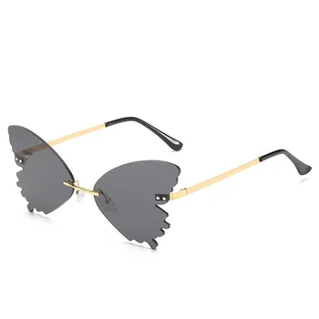 Moda brez okvirjev Metulj Oblike, sončna Očala Ženske Pisane Ocean Leče, sončna Očala Kovinskih Očal UV400