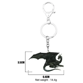 NEWEI Akril Black Dinozaver Zmaj Keychains Key Ring Tiskanje Lepa Žival Nakit Za Ženske, Otrok Klasično Darilo, Avto Dodatki