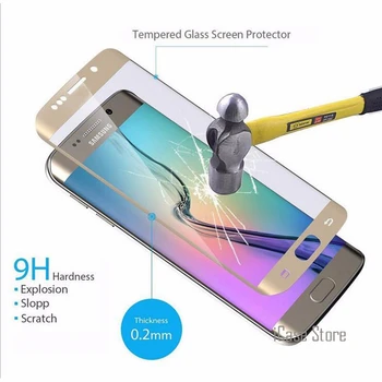 9H 3D Ukrivljene Površine Celoten Zaslon Pokrov eksplozijam Kaljeno Steklo Film Za Samsung Galaxy S6 rob S7 Edge Zaslon Patron
