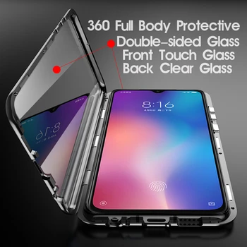 Dvojni Stranski Magnetni Kovinski kovček Za Redmi K30 Opomba 8 7 Pro 9S 8T 9A Za Xiaomi Mi 10 9 Lite 9T POCO X3 NFC F1 F2 Pro steklen Pokrov