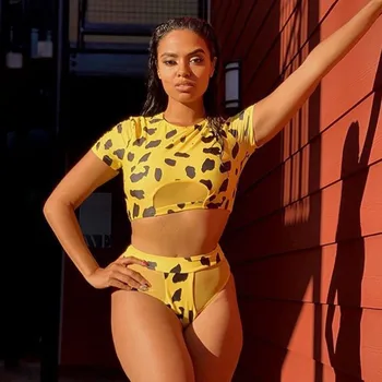 Leopard Natisniti Bikini Push Up Kopalke Ženske Kopalke String Tangice Brazilski Bikini 2020 Seksi Visoko Pasu, Ženske Kopalke