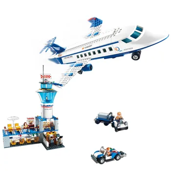 Mesto Letalstva, Letališki Zasebni Jet Letalo Velikih Potniških Letal gradniki kit Opeke Klasični Model Igrače za Otroke Darilo