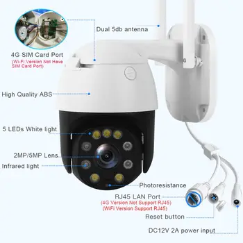 5MP 2MP, Brezžični Wifi 4G Varnostne Kamere 1080P HD 5X Optični Zoom PTZ IP Kamera Zunanja Home Security CCTV Nadzor Cam