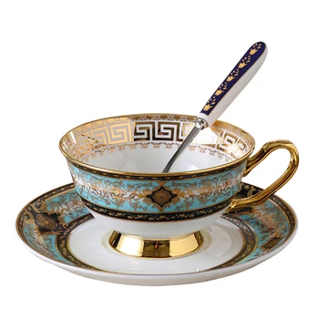 Visoko-kakovostni razred zlato vzorec kosti kitajske skodelico kave Evropskem slogu, popoldanski čaj pokal set keramičnih cvet tea cup luksuzni skodelico kave nastavitev