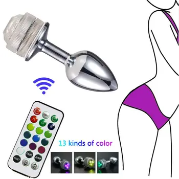 1Set LED Analni Čep Kovinski Pisane Luči Butt Plug z Daljinskim upravljalnikom za Odrasle Igra Massager Seks Igrače